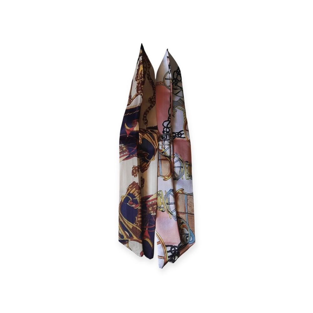 2pc Twilly Skinny Scarf Bag Ribbon Silk Bandeau - Picture 4 of 6